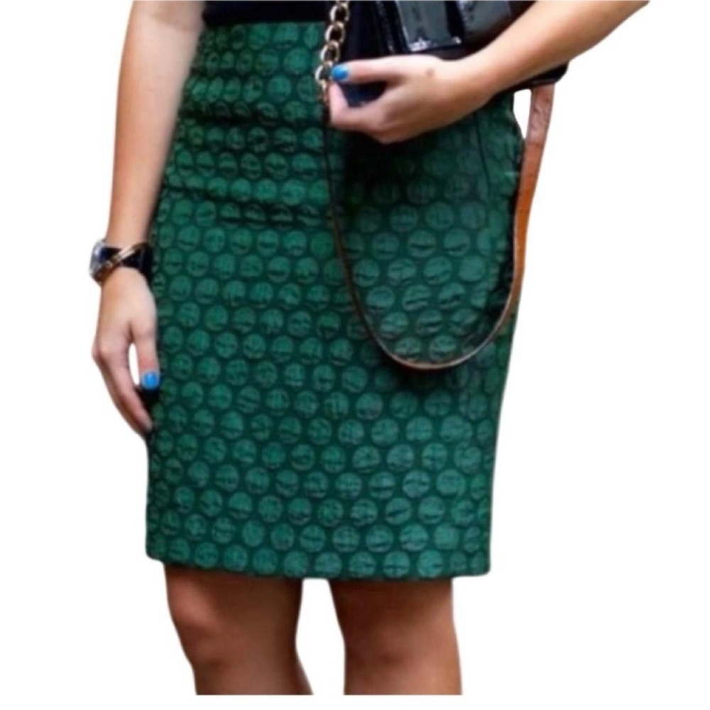 Maeve Anthropologie green polka‎ dot pencil skirt women’s 0 - Picture 2 of 8